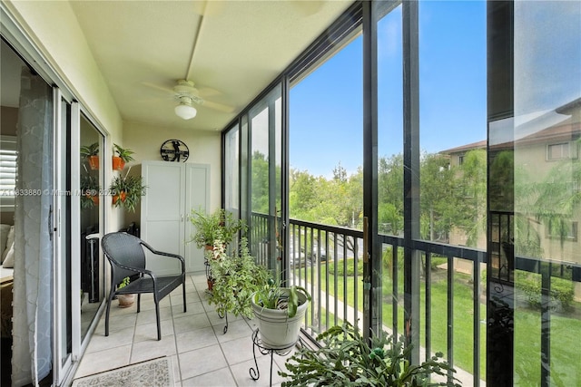1651 SW 127th Ave Unit 301A, Pembroke Pines, FL 33027 - sunroom featuring ceiling fan and tile patterned flooring