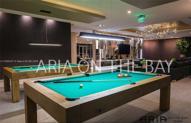488 NE 18th St Unit 1503, Miami, FL 33132 - playroom with billiards table and wood finished floors