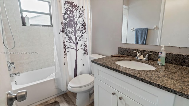 1226 SW Curry St, Port St Lucie, FL 34983 - full bathroom featuring vanity, shower / bath combination with curtain, and wood finished floors