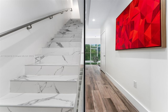 455 NE 39th St Unit 105, Miami, FL 33137 - stairs with wood finished floors and recessed lighting