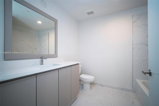 19380 NE 26th Ave Unit 304, Miami, FL 33180 - bathroom featuring vanity, marble look tile flooring, and bathtub / shower combination