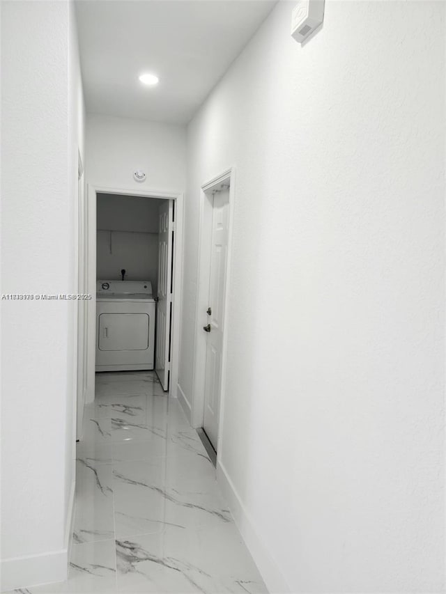 8465 NW 108th Path, Doral, FL 33178 - hallway with washer / clothes dryer and marble finish flooring