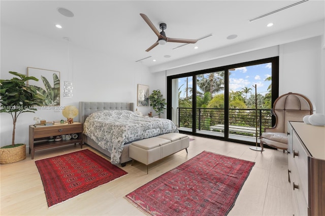 436 NE 10th Ave, Fort Lauderdale, FL 33301 - bedroom with access to outside, recessed lighting, and ceiling fan