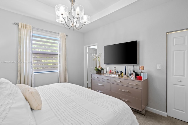 10468 W 33rd Ln, Hialeah, FL 33018 - bedroom featuring a chandelier and light carpet