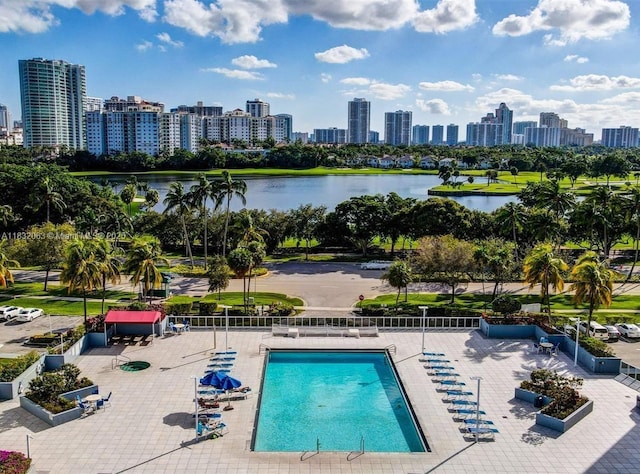 3675 N Country Club Dr Unit 1705, Aventura, FL 33180 - community pool with a skyline view and a water view