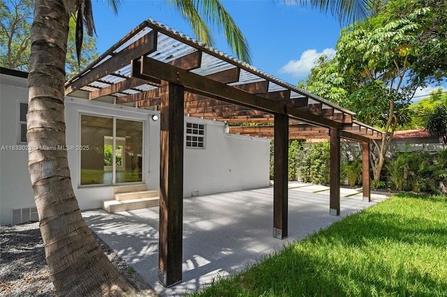 1003 NE 115th St, Biscayne Park, FL 33161 - view of patio / terrace with a pergola