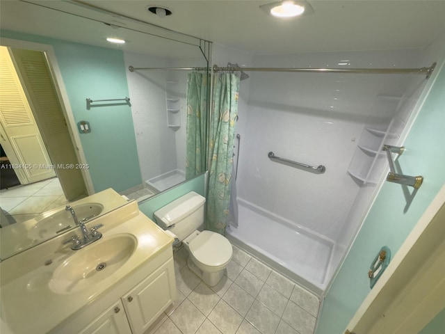 230 174th St Unit 2207, Sunny Isles Beach, FL 33160 - bathroom with tile patterned floors, vanity, and a shower with shower curtain
