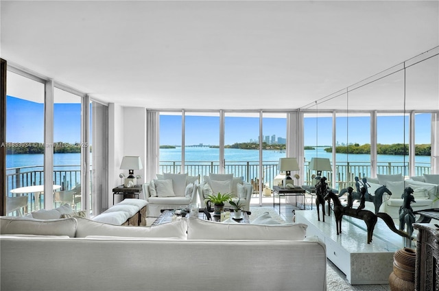 770 NE 69th St Unit 4I, Miami, FL 33138 - living room featuring expansive windows and a water view