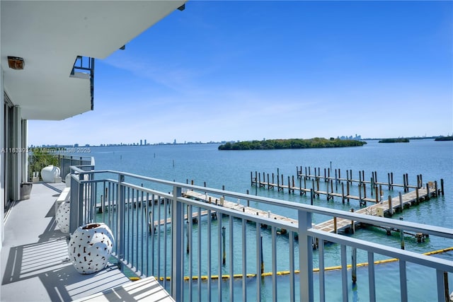 770 NE 69th St Unit 4I, Miami, FL 33138 - balcony featuring a water view and a boat dock
