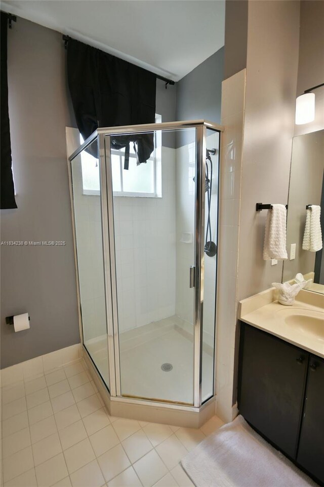 6293 SW 165th Ave, Miami, FL 33193 - bathroom with a stall shower, vanity, and tile patterned floors