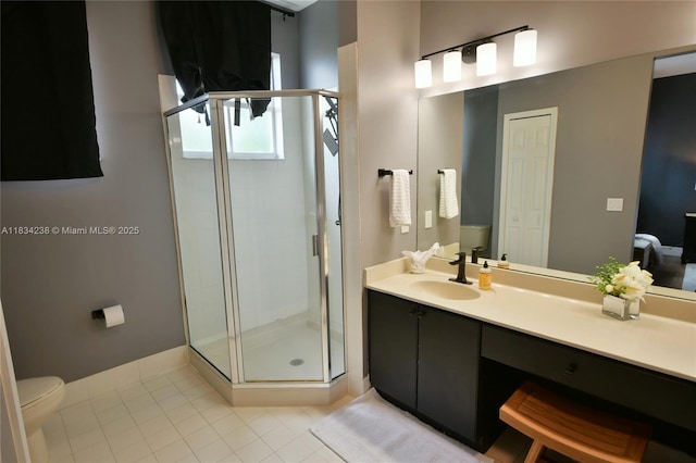 6293 SW 165th Ave, Miami, FL 33193 - bathroom featuring tile patterned floors, a stall shower, and vanity