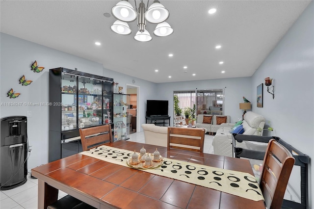 571 SW 142nd Ave Unit 410O, Pembroke Pines, FL 33027 - dining area with a chandelier, light tile patterned floors, and recessed lighting