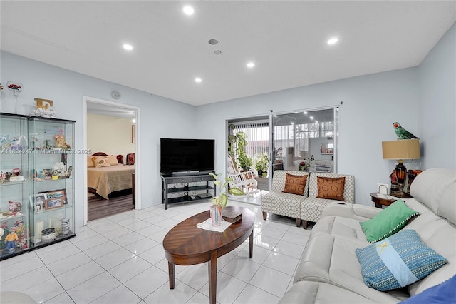 571 SW 142nd Ave Unit 410O, Pembroke Pines, FL 33027 - living room featuring light tile patterned flooring and recessed lighting