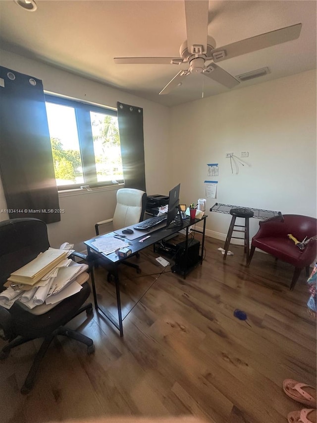 5900 NE 21st Ln, Fort Lauderdale, FL 33308 - office with wood finished floors and ceiling fan