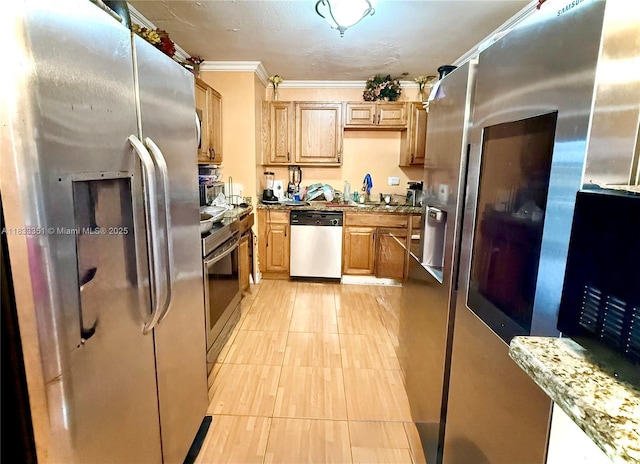 701 NW 176th Ter, Miami Gardens, FL 33169 - kitchen with appliances with stainless steel finishes and crown molding
