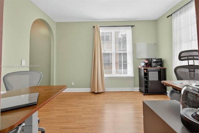 153 Apalachee Ln, Jupiter, FL 33458 - office with wood finished floors and arched walkways