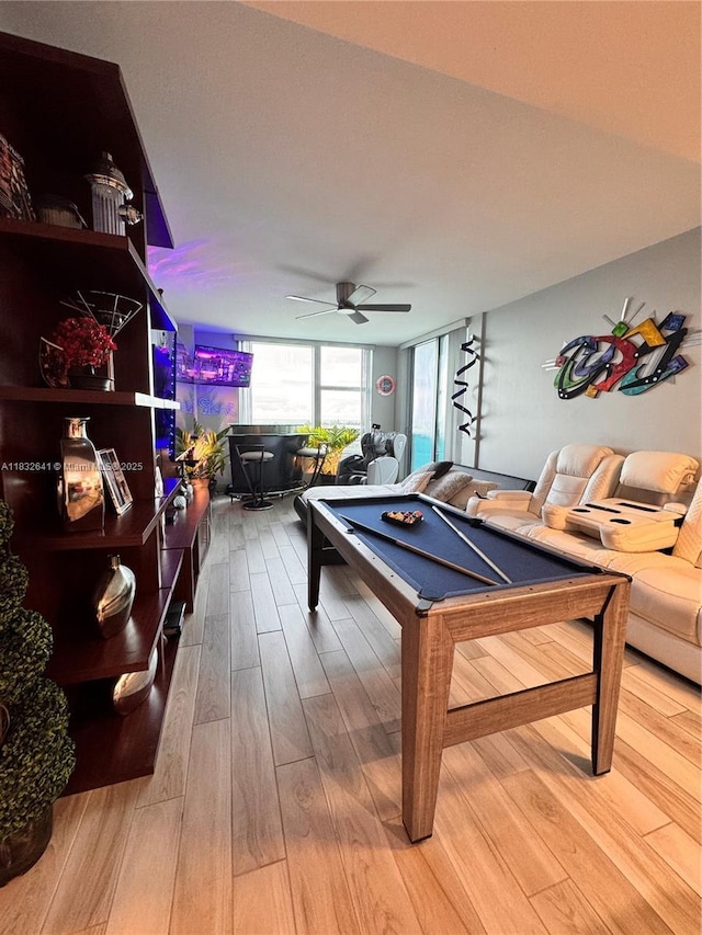 2641 N Flamingo Rd Unit 1203N, Sunrise, FL 33323 - game room featuring wood finished floors, ceiling fan, and billiards table
