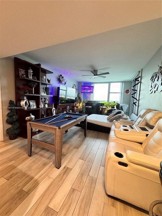 2641 N Flamingo Rd Unit 1203N, Sunrise, FL 33323 - playroom featuring light wood-style floors, a ceiling fan, and pool table