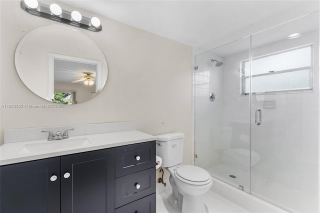 251 SW 132nd Way Unit 201H, Pembroke Pines, FL 33027 - full bath with vanity, a ceiling fan, a stall shower, and healthy amount of natural light