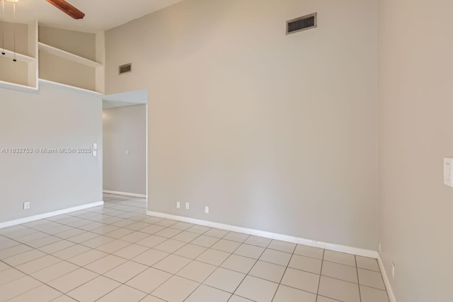 11035 NW 27th St, Sunrise, FL 33322 - unfurnished room featuring high vaulted ceiling, ceiling fan, and light tile patterned floors