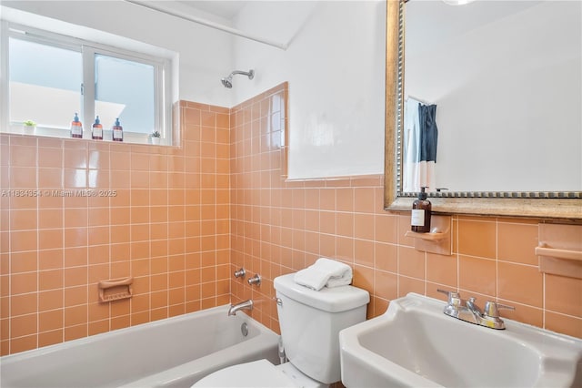 2380 NE 137th St, North Miami Beach, FL 33181 - bathroom with shower / bath combo with shower curtain and tile walls