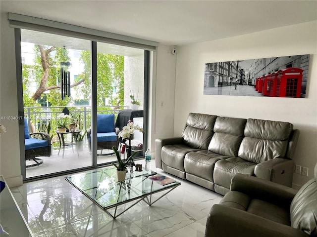 680 NE 64th St Unit A501, Miami, FL 33138 - living room with marble finish floors and floor to ceiling windows