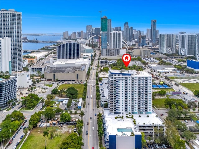 275 NE 18th St Unit 706, Miami, FL 33132 - aerial view of property and surrounding area featuring skyline and a large body of water
