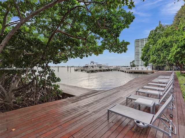 1627 Brickell Ave Unit 605, Miami, FL 33129 - deck with a water view and a dock