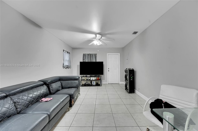 1303 W 6th St, Riviera Beach, FL 33404 - living room featuring a ceiling fan and light tile patterned flooring