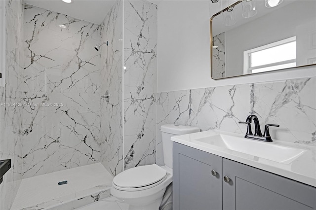 1610 S 29th Ave, Hollywood, FL 33020 - full bath featuring vanity, tile walls, a marble finish shower, and marble finish floors