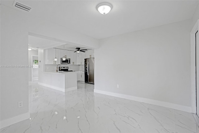1610 S 29th Ave, Hollywood, FL 33020 - unfurnished living room with light marble finish floors and a ceiling fan