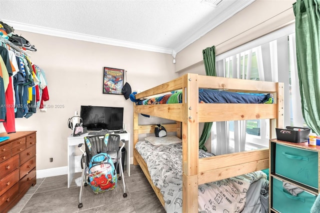 5820 Australian Pine Dr, Tamarac, FL 33319 - bedroom with crown molding, a textured ceiling, and tile patterned floors