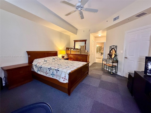 3001 NE 185th St Unit 112, Aventura, FL 33180 - bedroom with dark colored carpet and a ceiling fan