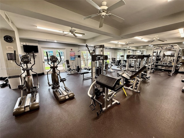 3001 NE 185th St Unit 112, Aventura, FL 33180 - workout area with a ceiling fan