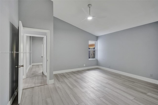 2349 NW 34th Ave, Coconut Creek, FL 33066 - spare room featuring a ceiling fan, lofted ceiling, and light wood finished floors