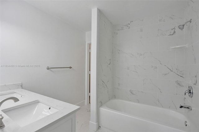 2349 NW 34th Ave, Coconut Creek, FL 33066 - full bath featuring shower / tub combination, vanity, and marble finish floors