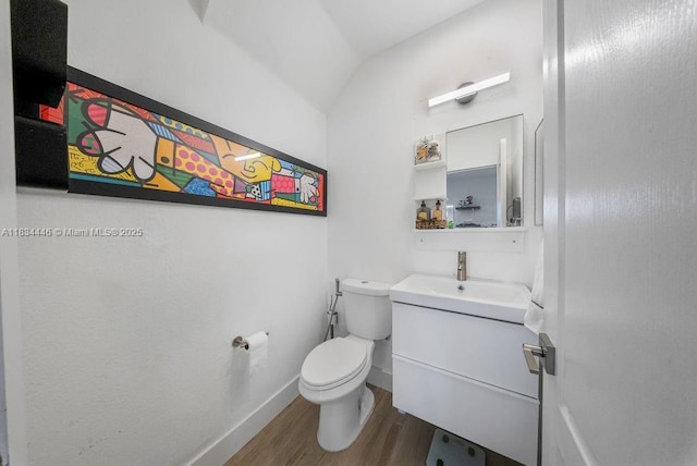 985 SW 147th Ct, Miami, FL 33194 - bathroom featuring wood finished floors, vanity, and lofted ceiling