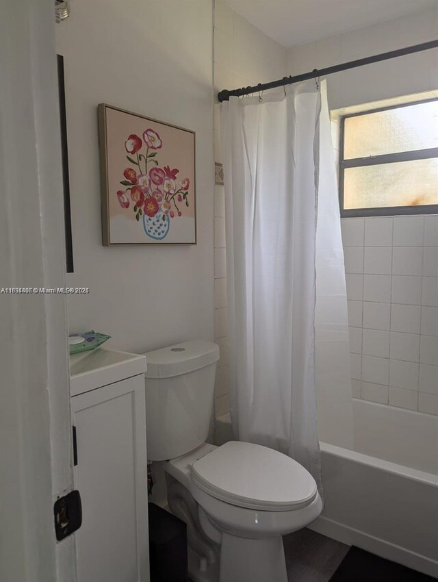 6137 Dewey St, Hollywood, FL 33023 - full bathroom with shower / bath combination with curtain and vanity