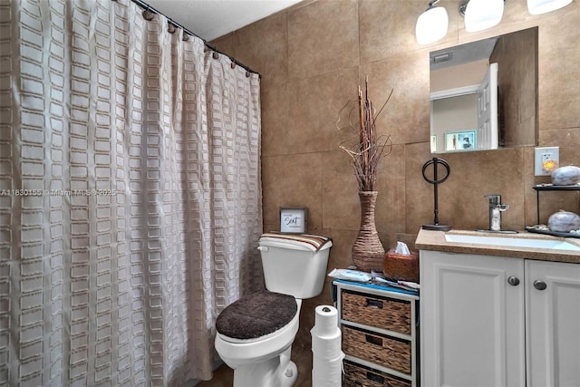 2175 NW 50th St, Miami, FL 33142 - full bathroom with tile walls, vanity, and curtained shower