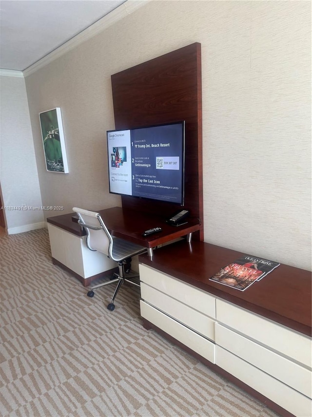 18001 Collins Ave Unit 1810, Sunny Isles Beach, FL 33160 - home office with crown molding and carpet flooring