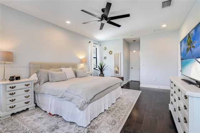 9932 NW 10th St, Miami, FL 33172 - bedroom featuring dark wood finished floors, recessed lighting, and ceiling fan