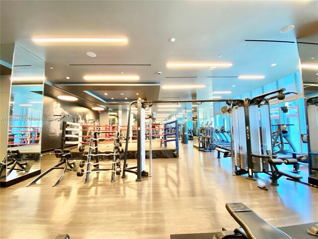 851 NE 1st Ave Unit 2802, Miami, FL 33132 - exercise room featuring wood finished floors
