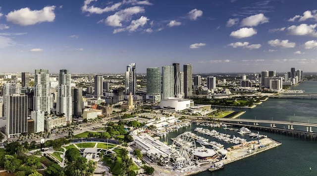 851 NE 1st Ave Unit 2802, Miami, FL 33132 - aerial view of property's location featuring nearby urban area and a nearby body of water