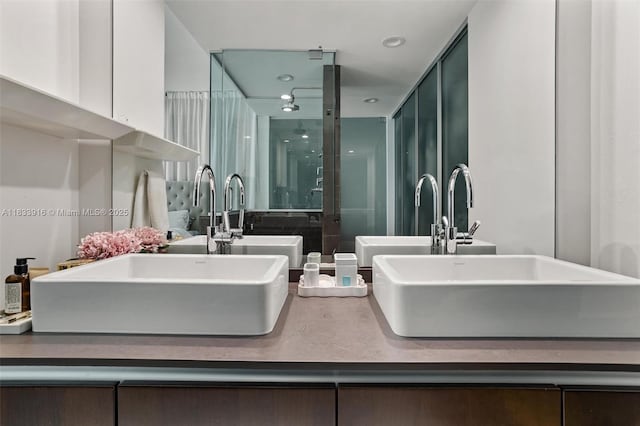 1040 Biscayne Blvd Unit 2108, Miami, FL 33132 - full bathroom featuring a stall shower and double vanity