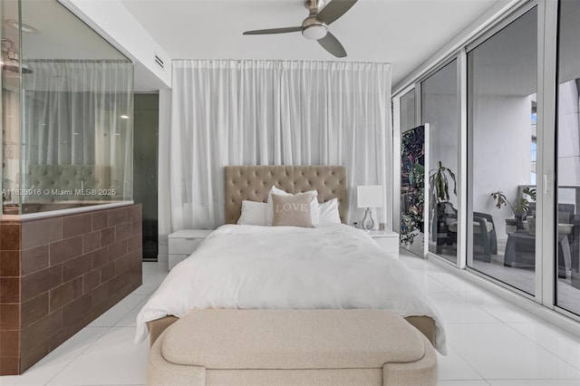 1040 Biscayne Blvd Unit 2108, Miami, FL 33132 - bedroom featuring tile patterned floors, ceiling fan, and access to exterior