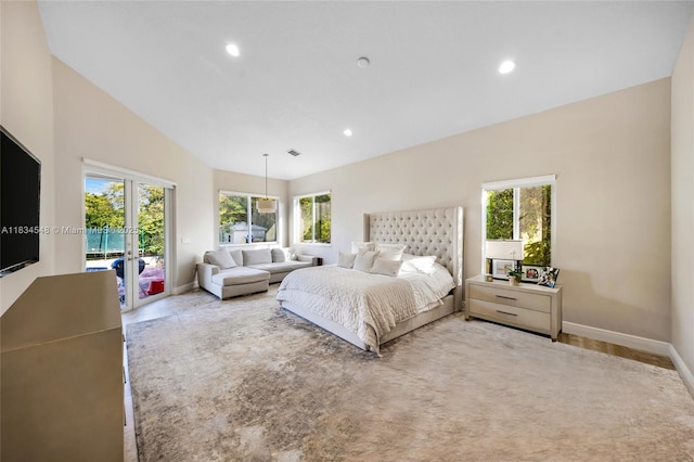 16701 SW 49th St, Southwest Ranches, FL 33331 - carpeted bedroom featuring access to exterior, french doors, multiple windows, and recessed lighting