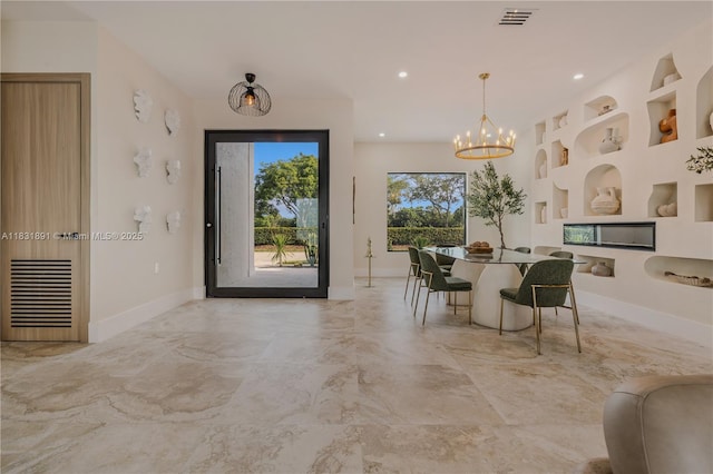 18269 SW 54th St, Miramar, FL 33029 - entrance foyer featuring marble look tile flooring, a chandelier, and recessed lighting
