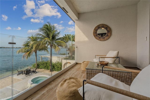 18269 SW 54th St, Miramar, FL 33029 - balcony featuring a water view, an in-ground hot tub, and outdoor lounge area