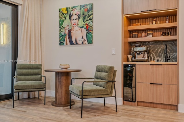 18269 SW 54th St, Miramar, FL 33029 - living area featuring wine cooler and light wood-type flooring