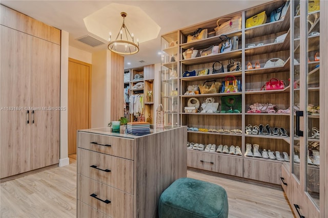 18269 SW 54th St, Miramar, FL 33029 - walk in closet with light wood-style flooring and a chandelier